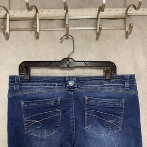 KUHL Jeans Women 12 Regular Blue Straight Stretch Denim Hiking Drawstring Casual